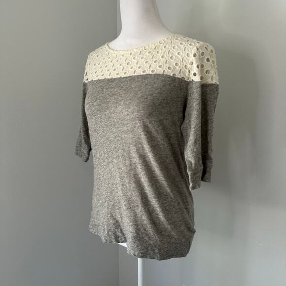 Postmark Anthropologie gray short-sleeve knit cotton top size XS - Picture 3 of 11